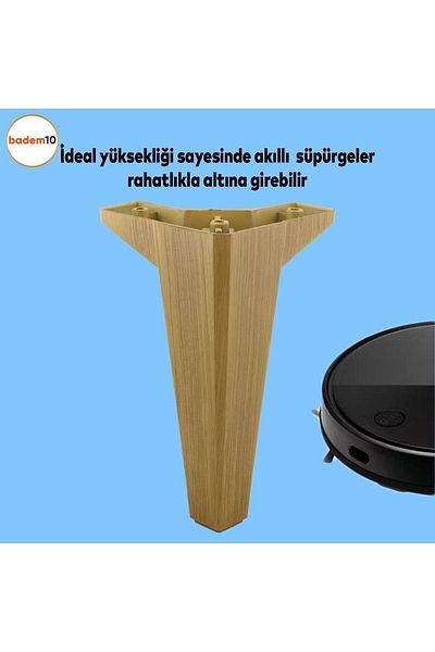 Badem10 Canapea TV Unit Consolă din lemn cu model culoare nuc deschis - picioare de 18 cm