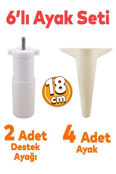 Badem10 Aspen Set 6 Mobilier Unitate TV Fotoliu Canapea Consolă Suport Picior Picioare 18 Cm Crem M8