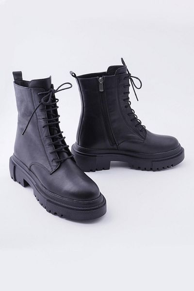 CZ London Echtleder-Damenstiefel zum Schnüren, dicke Sohle, Winterschuhe