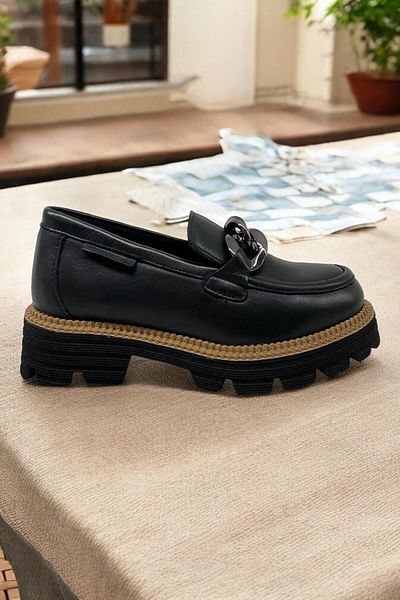 Mammamia D24KA-3185 Дамски черни ежедневни обувки от естествена кожа