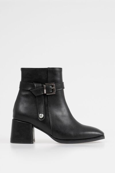 CZ London Dámské kozačky na podpatku Pásek s kulatou špičkou