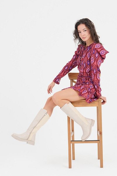 CZ London Kniehohe Damen-Stretchstiefel mit kurzem Absatz und Reißverschluss ohne Schnürsenkel
