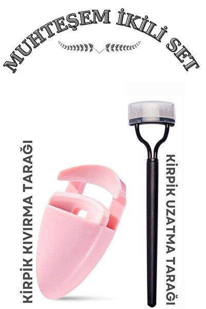 Dvl 2'li Kirpik Kıvırıcı ve Kirpik Ayırma Seti-Paslanmaz Çelik Kirpik Ayırıcı Tarak-Kirpik Kıvırma Makas