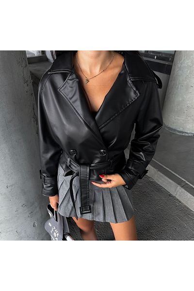 Ekim Store Кожен тренчкот - с колан