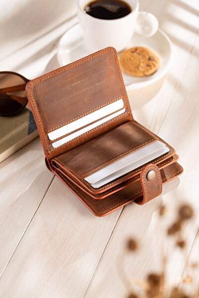 Conceria Pelle -trendy Hakiki Deri Çıtçıtlı Cüzdan & Kartlık