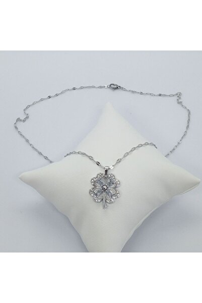 Ödül Moda الصلب الفضة الزركون حجر البرسيم قلادة