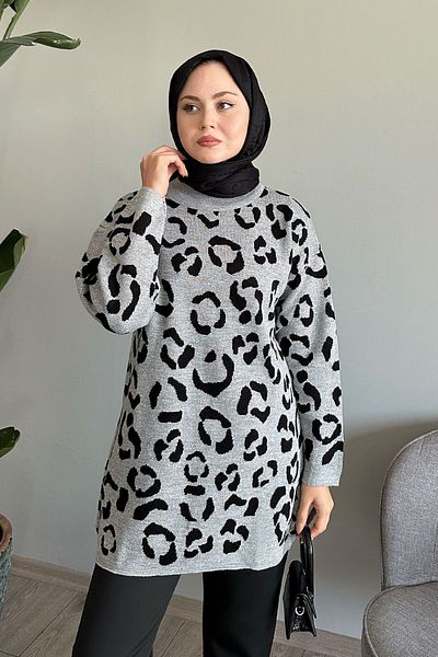InStyle Pulover de tricotaj cu model cu sclipici gri