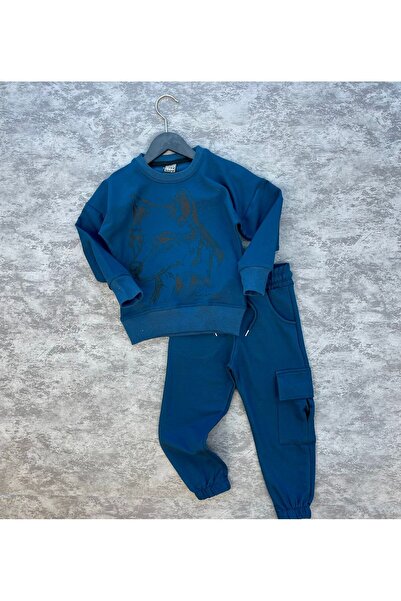 Yavrumsa Дитячий спортивний костюм з принтом вовка з двох ниток