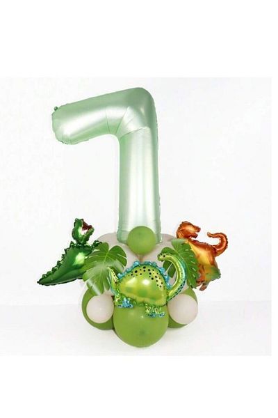 DÜVENCİ TİCARET Cute 3-piece Dinosaur Number Foiled Balloon Set