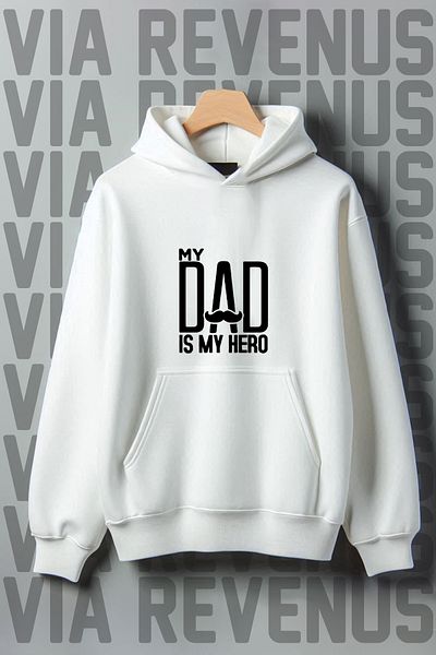 Vordevia Hero Dad Printed - 3 Thread Kangaroo Pocket, Oversize Hooded Sweatshirt