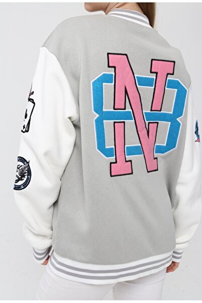 NEWLAKER Unisex Oversize Limited Edition N Bomber Kolej Ceket