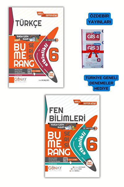 Günay Yayınları 2025 6.Sınıf  Bumerang Serisi Etkinlikli -Türkçe-Fen Bilgisi ...