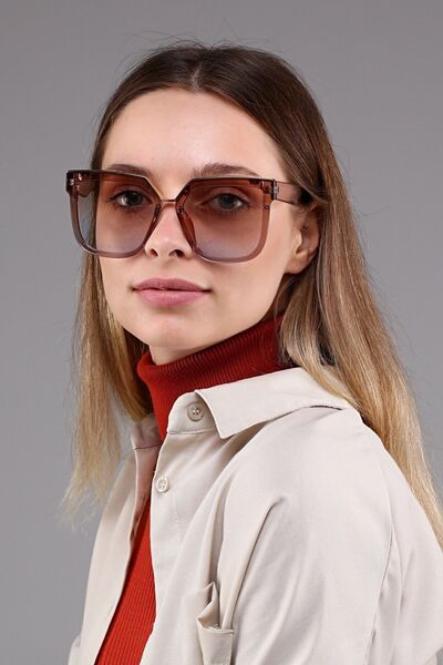 Zevahir Kadın Nude Gold Detaylı Geniş Güneş Gözlüğü