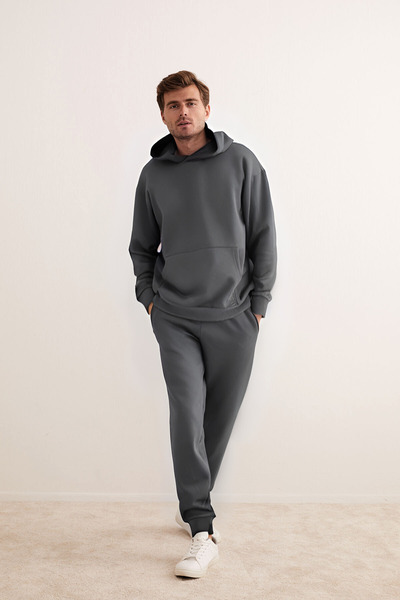 BayBayan Set de trening din bumbac cu 3 fire, gros, de iarnă, pentru bărbați ...