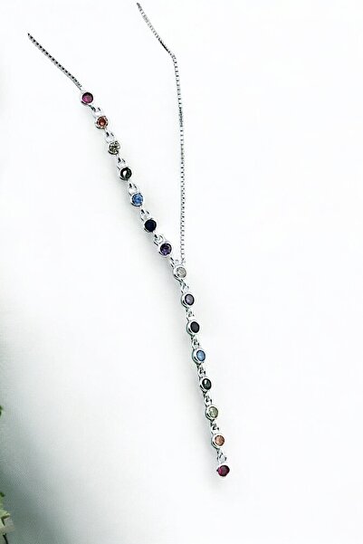 jelux silver Gümüş 925 Ayar Mix Zirkon Taşlı Y Kolye