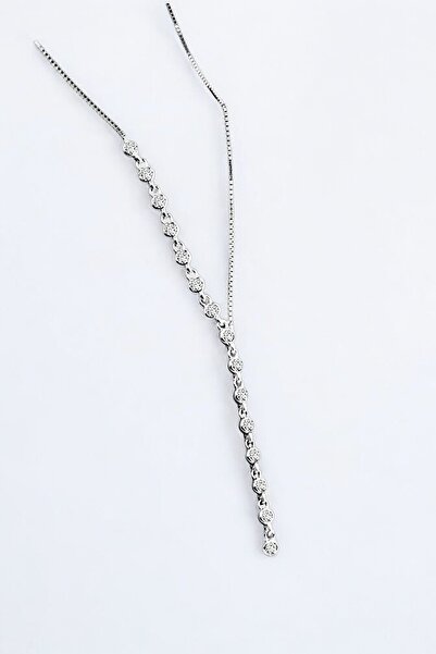 jelux silver Gümüş 925 Ayar Zirkon Taşlı Y Kolye