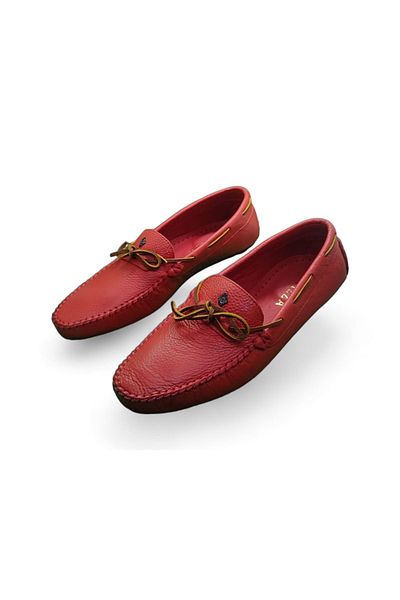 Baliz Men's Red Genuine Leather Loafer