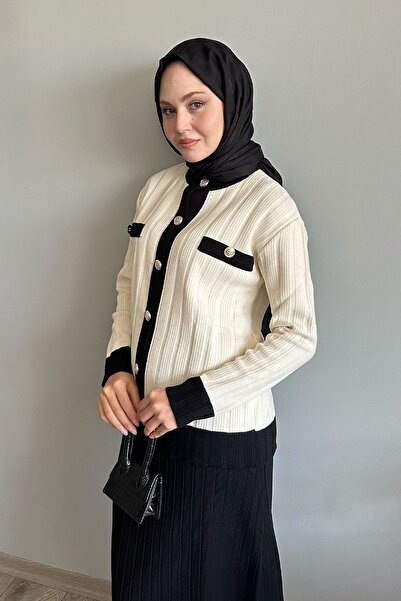 InStyle Ecru súprava úpletu - so sukňou a kardigánom