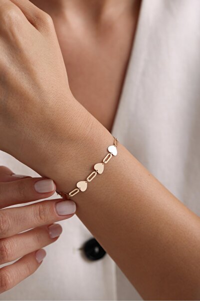 Gianfranco 14 Ayar Altın Kalp Kalın Ataş Işıltılı Bileklik