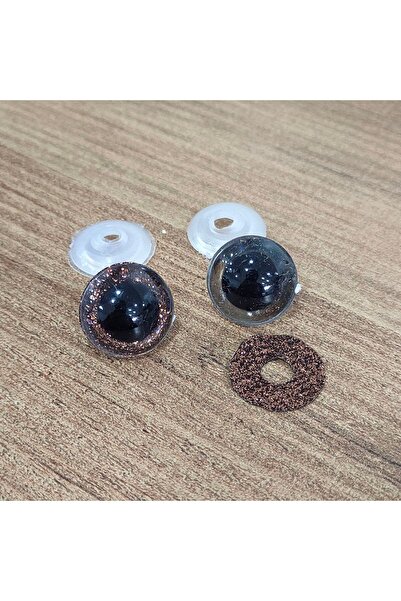 hobimon Amigurumi 20 mm Șurub Ochi cu sclipici colorate - Maro - 10 bucăți (5...