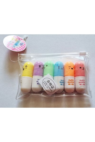 Modellino 6-piece Highlighter Chubby Pen Set - with Bag