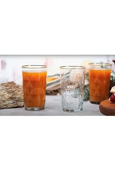 sharp&art Set of 4 Luxury Glass with Gold Rim - 460 ml