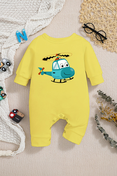 ADABEBEK Baby Boy Helicopter Zoom Jumpsuit - with Snaps from the Bottom 22224