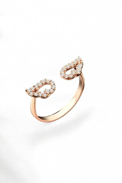 jelux silver Gümüş 925 Ayar Melek Kanadı Ayarlanabilir Rose Yüzük