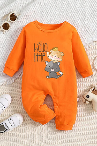 ADABEBEK Hello Little Cats Patterned Baby Jumpsuit - 22363