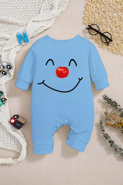 ADABEBEK Smiling Face Printed Cute Baby Rompers - 22330