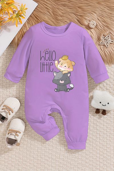 ADABEBEK Hello Little Cats بذلة أطفال منقوشة - 22363