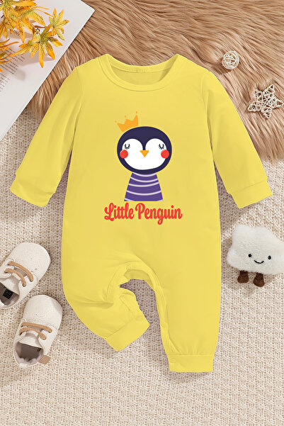 ADABEBEK New Season Little Penguin Printed Baby Jumpsuit - with Snaps from the Bottom 22214