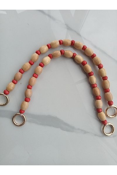 hobi duragı Wooden Beaded Cylinder Bag - Handle