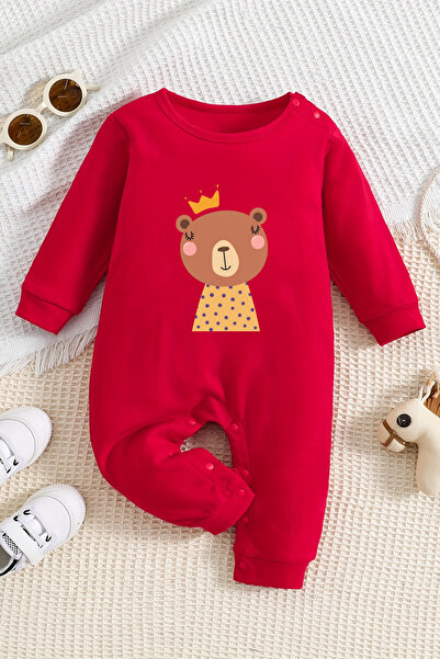 ADABEBEK New Season Little Bear Printed Baby Jumpsuit with Snap Fasteners - 22218