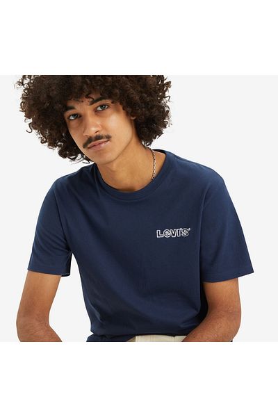Levi's Sötétkék, normál szabású, nyakú férfi póló - 100% pamut A2823-0265