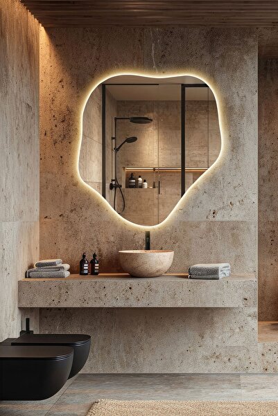 Mirze Life 110cm Büyük Gün Işığı Ledli Banyo Aynası, Dekoratif Tasarımlı Güze...