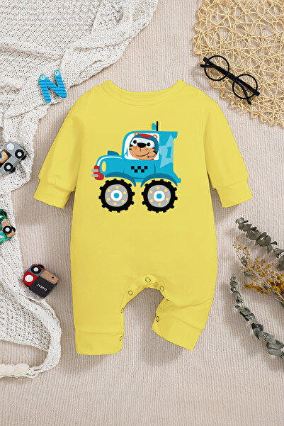 ADABEBEK Baby Boy Style Racer Bear Printed Jumpsuit 22315