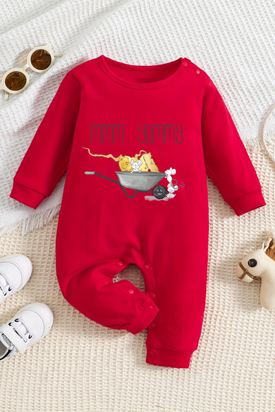 ADABEBEK Mmm Yummy Baby Jumpsuit - 100% Cotton, Model 22395