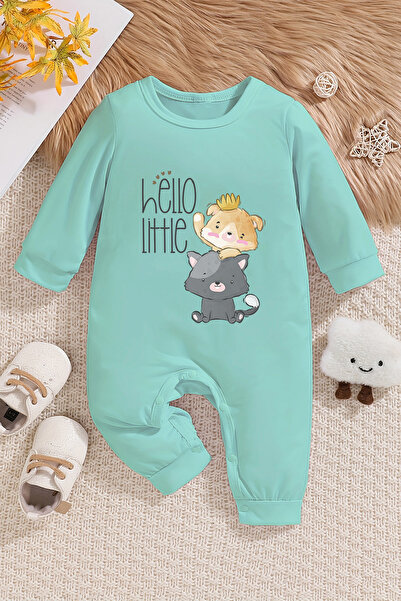 ADABEBEK Hello Little Cats Patterned Baby Jumpsuit - 22363