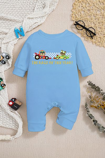 ADABEBEK Racers Printed New Season Baby Onesie - 22290 with Snaps from the Bottom