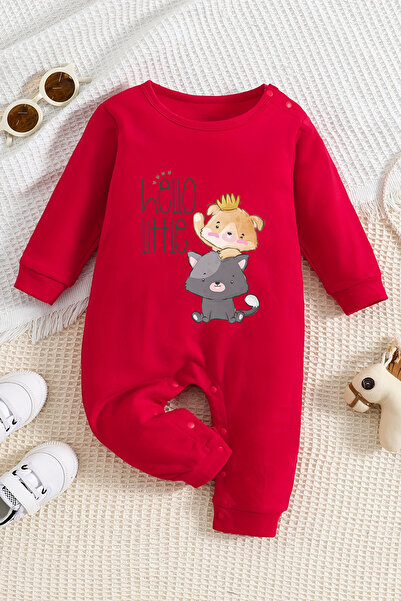 ADABEBEK Hello Little Cats Patterned Baby Jumpsuit - 22363