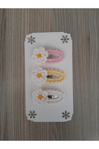 Accessories Бебешка и детска фигурка с маргаритка - комплект от 3 броя с копчета, плетени на ръка