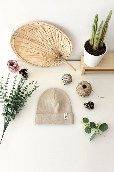 Doğan Collection Rib Beige Beret - Children's Folded