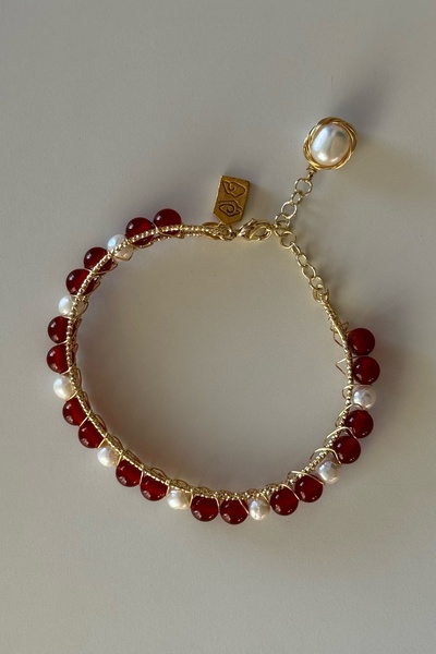 Beca Atelier Maroon Summer El Yapımı Doğal Taş Bileklik