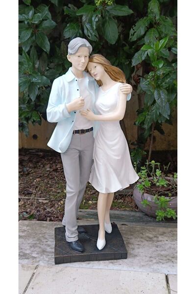 HM DESİGN H&M DESIGN Dekoratif Büyük Boy Sevgili Çift Heykel Biblo