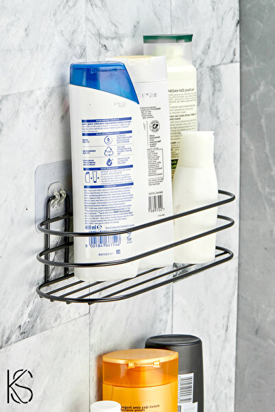 Adhesive Black Bathroom organizer Shampoo Dispenser Soap Dish Oval Bathroom Shower Organizer