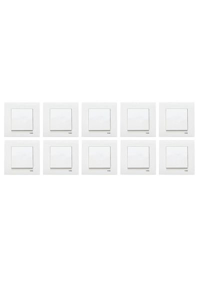 VİKO White Framed Lamp Switch - 10 Pieces Karre Single Lamp Electric