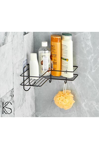 KILINÇ STORE Μαύρο Ράφι Μπάνιου - Αυτοκόλλητο, με Γωνιακό Ράφι και Θήκη για Σ...