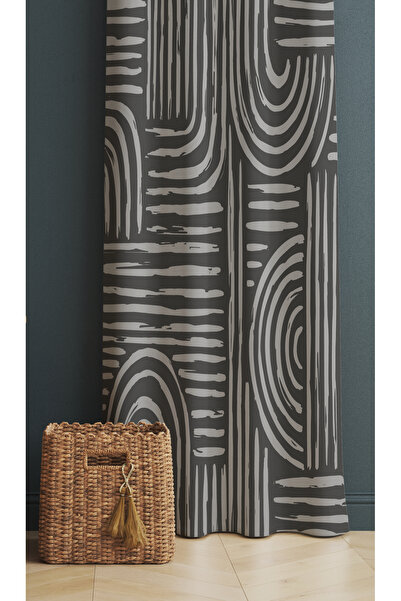 ALAMODECOR Iskandinav Model Rengi Geometrik Etnik Desenli Baskılı Fon Perde (...