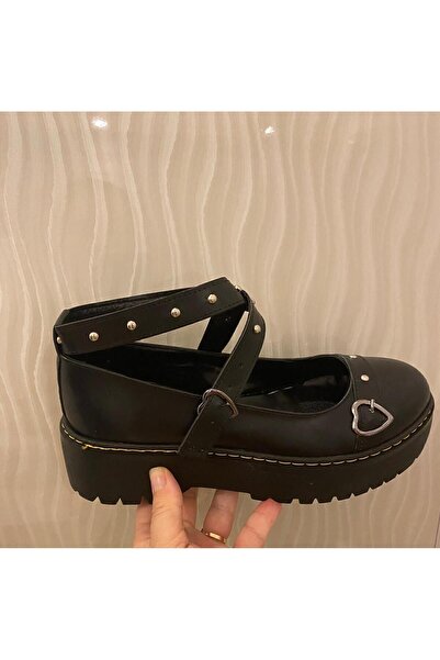 yesmoda shoes black with heart buckle mary jane lolita oxford harajuku style patent leather gothicstyle